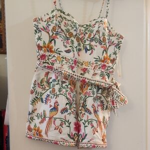 xl Farm Rio Multicolor Floral Linen Romper